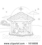 Vector Illustration of Nativity Christmas Scene Coloring by AtStockIllustration