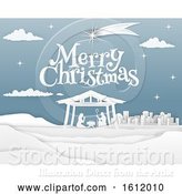 Vector Illustration of Nativity Merry Christmas Paper Scene by AtStockIllustration