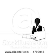 Vector Illustration of News Anchor Businesswoman at Desk Silhouette by AtStockIllustration