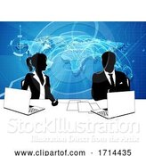 Vector Illustration of News Anchor Silhouette TV Reporter Presenters by AtStockIllustration