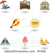 Vector Illustration of Nine Shiny Vacation Icons by AtStockIllustration