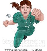 Vector Illustration of Nurse Doctor Lady Super Hero Medical Concept by AtStockIllustration