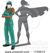 Vector Illustration of Nurse Doctor Lady Super Hero Shadow Pointing by AtStockIllustration