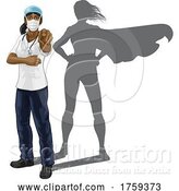 Vector Illustration of Nurse Doctor Lady Super Hero Shadow Pointing by AtStockIllustration