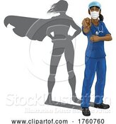 Vector Illustration of Nurse Doctor Lady Super Hero Shadow Pointing by AtStockIllustration