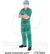 Vector Illustration of Nurse or Doctor in Scrubs and Surgical Mask PPE by AtStockIllustration