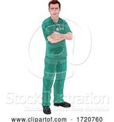 Vector Illustration of Nurse or Doctor in Scrubs with Stethoscope by AtStockIllustration