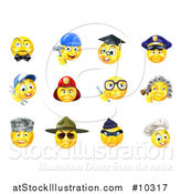 Vector Illustration of Occupational Yellow Smiley Face Emoji Emoticons by AtStockIllustration