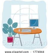 Vector Illustration of Office Computer Desk Business Illustration by AtStockIllustration