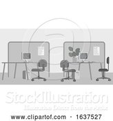 Vector Illustration of Office Desks Flat Background Interior by AtStockIllustration