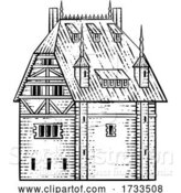 Vector Illustration of Old Medieval House Inn Building Vintage Woodcut by AtStockIllustration