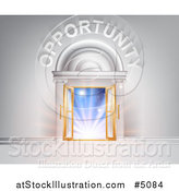 Vector Illustration of OPPORTUNITY over Open Doors with Light by AtStockIllustration