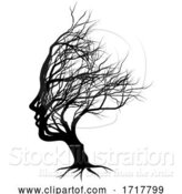 Vector Illustration of Optical Illusion Bare Tree Face Lady Silhouette by AtStockIllustration