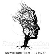 Vector Illustration of Optical Illusion Father Guy and Child Tree Faces by AtStockIllustration