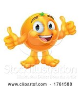 Vector Illustration of Orange Fruit Emoticon Emoji Mascot Icon by AtStockIllustration