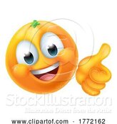 Vector Illustration of Orange Fruit Emoticon Emoji Mascot Icon by AtStockIllustration