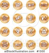Vector Illustration of Orange Icons: Cars, a Log, Cash, Lemon, Dealer, Ads, Key, Wrench, Engine, Handshake and Money by AtStockIllustration