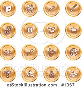 Vector Illustration of Orange Icons: Medicine, Science, and Biology by AtStockIllustration