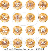 Vector Illustration of Orange Icons: Www, Connectivity, Networking, Upload, Downloads, Computers, Messenger, Printing, Clapperboard and Email by AtStockIllustration