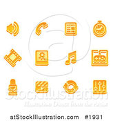 Vector Illustration of Orange Media Icons by AtStockIllustration