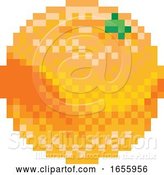 Vector Illustration of Orange Pixel Art 8 Bit Video Game Fruit Icon by AtStockIllustration