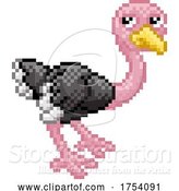 Vector Illustration of Ostrich Bird Pixel Art Safari Animal by AtStockIllustration