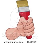 Vector Illustration of Painter Decorator Hand Fist Holding Paintbrush by AtStockIllustration