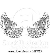 Vector Illustration of Pair of Angel or Eagle Bird Wings by AtStockIllustration