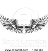Vector Illustration of Pair of Spread Eagle or Angel Feather Wings by AtStockIllustration