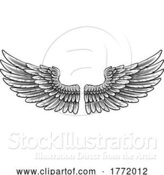 Vector Illustration of Pair of Spread Eagle or Angel Feather Wings by AtStockIllustration