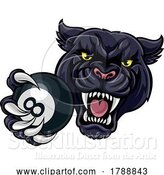 Vector Illustration of Panther Angry Pool 8 Ball Billiards Mascot by AtStockIllustration