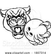 Vector Illustration of Panther Cougar Jaguar Cat Bowling Ball Mascot by AtStockIllustration