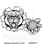 Vector Illustration of Panther Cougar Jaguar Cat Golf Ball Mascot by AtStockIllustration