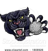 Vector Illustration of Panther Cougar Jaguar Cat Golf Ball Mascot by AtStockIllustration