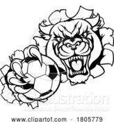 Vector Illustration of Panther Cougar Jaguar Cat Soccer Football Mascot by AtStockIllustration
