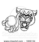 Vector Illustration of Panther Cougar Jaguar Cat Tennis Ball Sport Mascot by AtStockIllustration