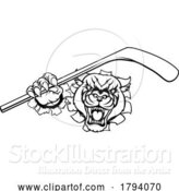Vector Illustration of Panther Ice Hockey Player Animal Sports Mascot by AtStockIllustration