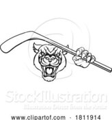 Vector Illustration of Panther Ice Hockey Player Animal Sports Mascot by AtStockIllustration