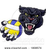 Vector Illustration of Panther Jaguar Leopard Volleyball Ball Claw Mascot by AtStockIllustration