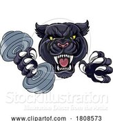 Vector Illustration of Panther Jaguar Leopard Weight Lifting Gym Mascot by AtStockIllustration