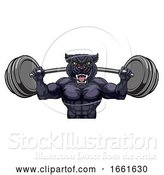 Vector Illustration of Panther Mascot Weight Lifting Body Builder by AtStockIllustration