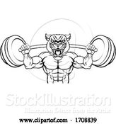 Vector Illustration of Panther Mascot Weight Lifting Body Builder by AtStockIllustration