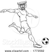 Vector Illustration of Panther Soccer Football Player Sports Mascot by AtStockIllustration