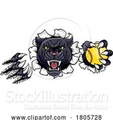 Vector Illustration of Panther Softball Animal Sports Team Mascot by AtStockIllustration