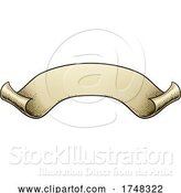 Vector Illustration of Paper Scroll Vintage Woodcut Banner Ribbon Drawing by AtStockIllustration