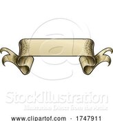 Vector Illustration of Paper Scroll Vintage Woodcut Banner Ribbon Drawing by AtStockIllustration