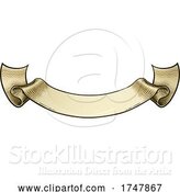 Vector Illustration of Paper Scroll Vintage Woodcut Banner Ribbon Drawing by AtStockIllustration