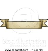 Vector Illustration of Paper Scroll Vintage Woodcut Banner Ribbon Drawing by AtStockIllustration