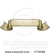 Vector Illustration of Paper Scroll Vintage Woodcut Banner Ribbon Drawing by AtStockIllustration