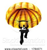 Vector Illustration of Parachute Business Man Guy Silhouette Sky Diving by AtStockIllustration